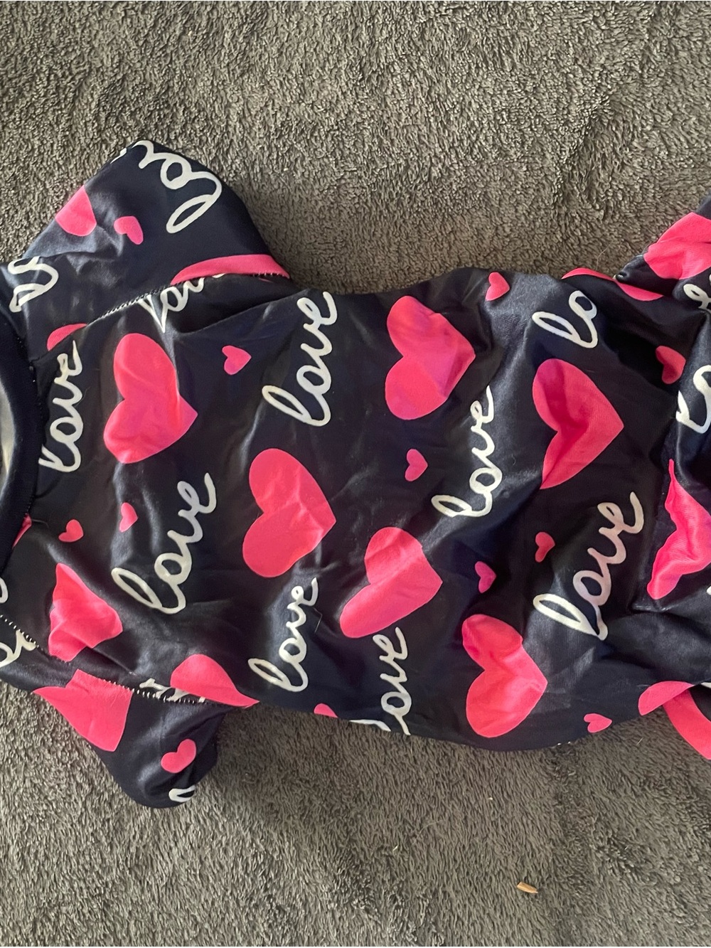 Black & Pink 'Love' Heart Dog - Cozy Pet Onsie